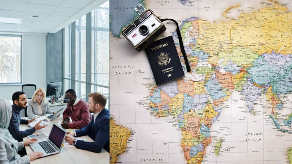 discussion-staff-agent-office-map-camera-passport-how -you-become-travel-agent